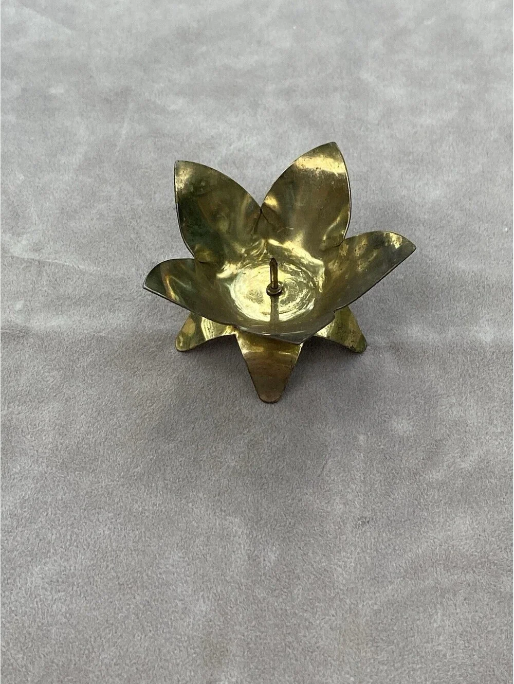 Vintage Solid Brass Flower Tea Light Candle Holder Votive 2